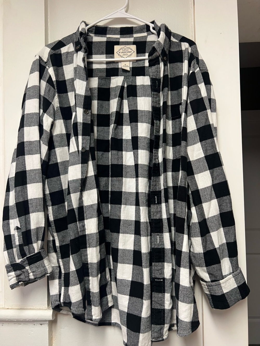 St. John's Bay Black and White Buffalo Plaid Shirt